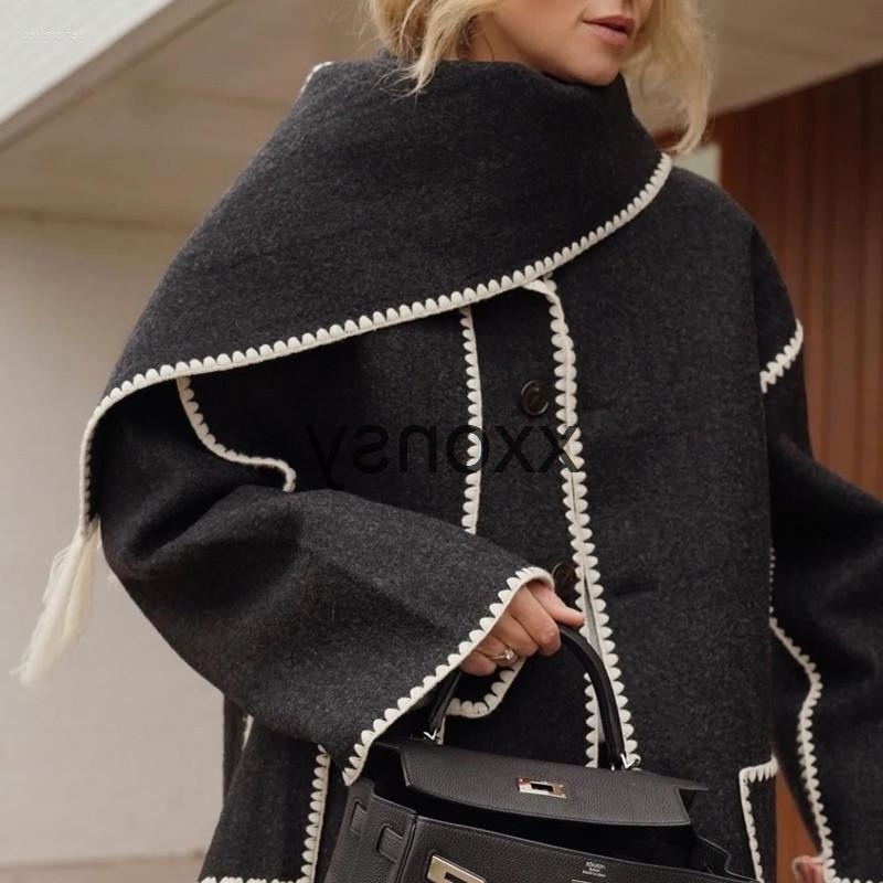 Women' Wool Blends Women Embroidery Jacket Black Single-Breasted Scarf Collar White Fringed Autumn Winter Female Contrast Color Coat Ca L
Women' Wool Blends Women Embroidery Jacket Black Single-Breasted Scarf Collar White Fringed Autumn Winter Female Contrast Color Coat Ca L