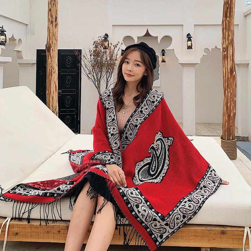 Scarves Vintage Jacquard Cashmere Warp Ethnic Style Cloak Echarpes Large Size Pashmina Split Muffers Warm Shawl Tassel Cape
Scarves Vintage Jacquard Cashmere Warp Ethnic Style Cloak Echarpes Large Size Pashmina Split Muffers Warm Shawl Tassel Cape