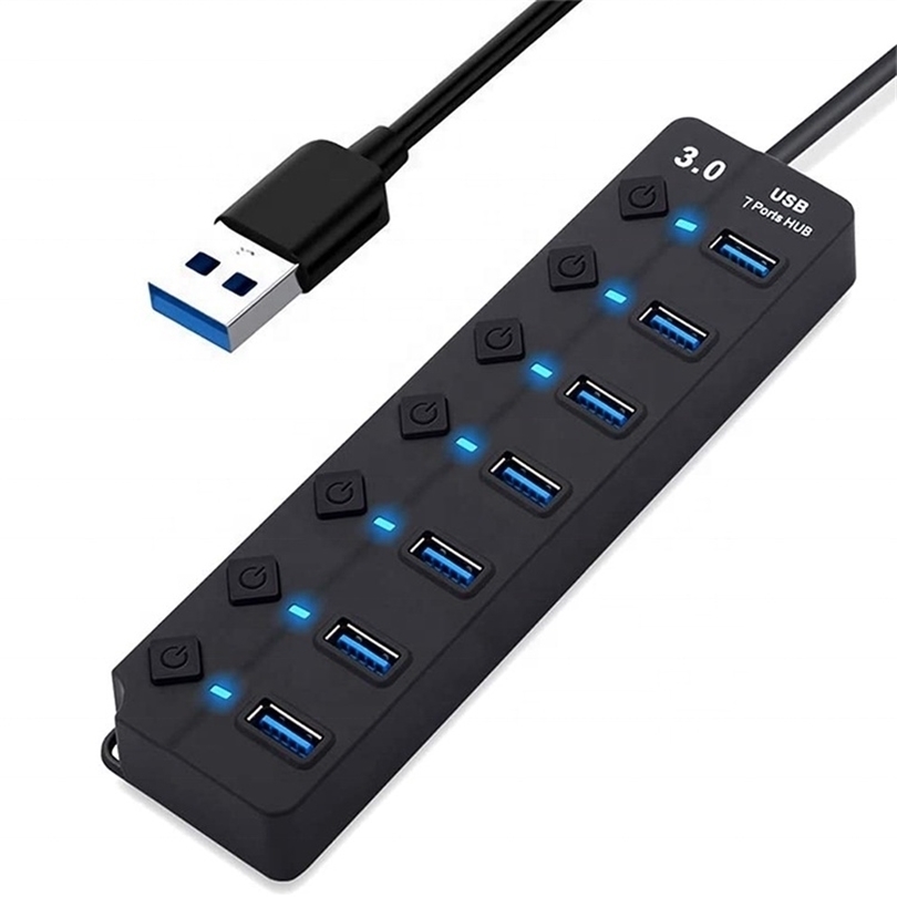 Power Cable Plug 7 Port USB30 Adapter Portable USB Multiport USB 30 Ports Hub with Switches LED Converter 5Gbps Data Transfer for Laptop PC 221103
Power Cable Plug 7 Port USB30 Adapter Portable USB Multiport USB 30 Ports Hub with Switches LED Converter 5Gbps Data Transfer for Laptop PC 221103