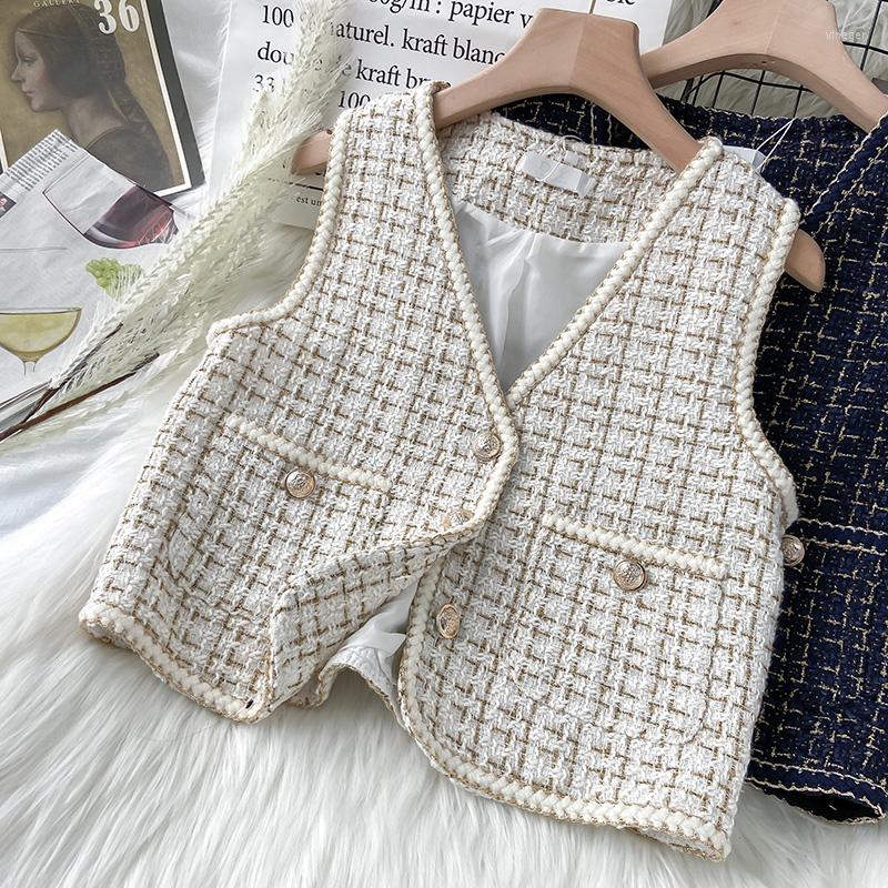 Women' Vests Women Autumn Tweed Elegant Vintag Vest V-neck Sleeveless Slim Pockets Waistcoat Ladies Fashion Womens Short Small, White
Women' Vests Women Autumn Tweed Elegant Vintag Vest V-neck Sleeveless Slim Pockets Waistcoat Ladies Fashion Womens Short Small, White