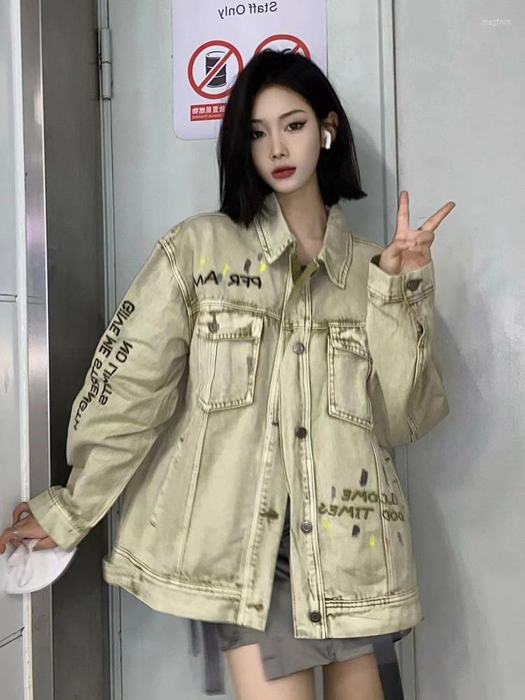 Women' Jackets 2022 Yellow Wash Made Old Jean Jacket Vintage Embroidery Lapel Denim Wrap Splashing Ink Loose Tide Coat, Champagne
Women' Jackets 2022 Yellow Wash Made Old Jean Jacket Vintage Embroidery Lapel Denim Wrap Splashing Ink Loose Tide Coat, Champagne