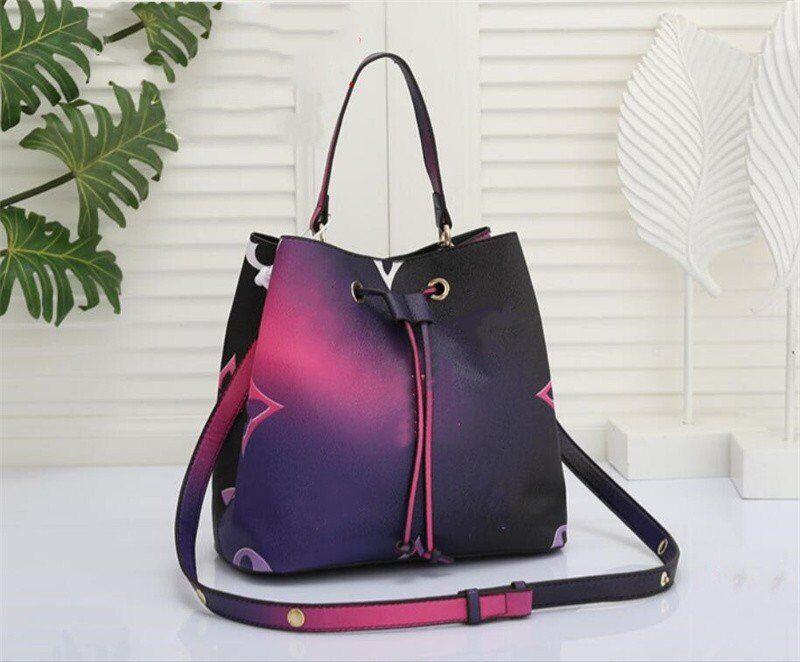 M20513 Luxurys designers NEONOE Bucket bag tote Gradient color Drawstring Handbags Monograms PU leather shoulder Crossbody bags SPRING IN THE CITY M44022