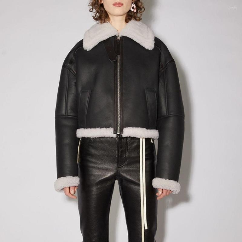 Women' Leather Women Winter Warm Black Lamb Wool Biker Jackets Est Motorcycle Style PU Coat Cool Ladies High Street Outwear
Women' Leather Women Winter Warm Black Lamb Wool Biker Jackets Est Motorcycle Style PU Coat Cool Ladies High Street Outwear
