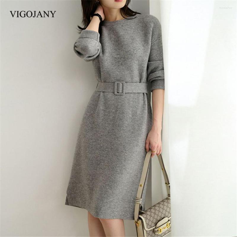 Casual Dresses Autumn Winter Women Gray Belt Sweater Dress 2022 Long Sleeve O Neck Knee Ladies Korean Warm Knitted, Gray knitted dress
Casual Dresses Autumn Winter Women Gray Belt Sweater Dress 2022 Long Sleeve O Neck Knee Ladies Korean Warm Knitted, Gray knitted dress