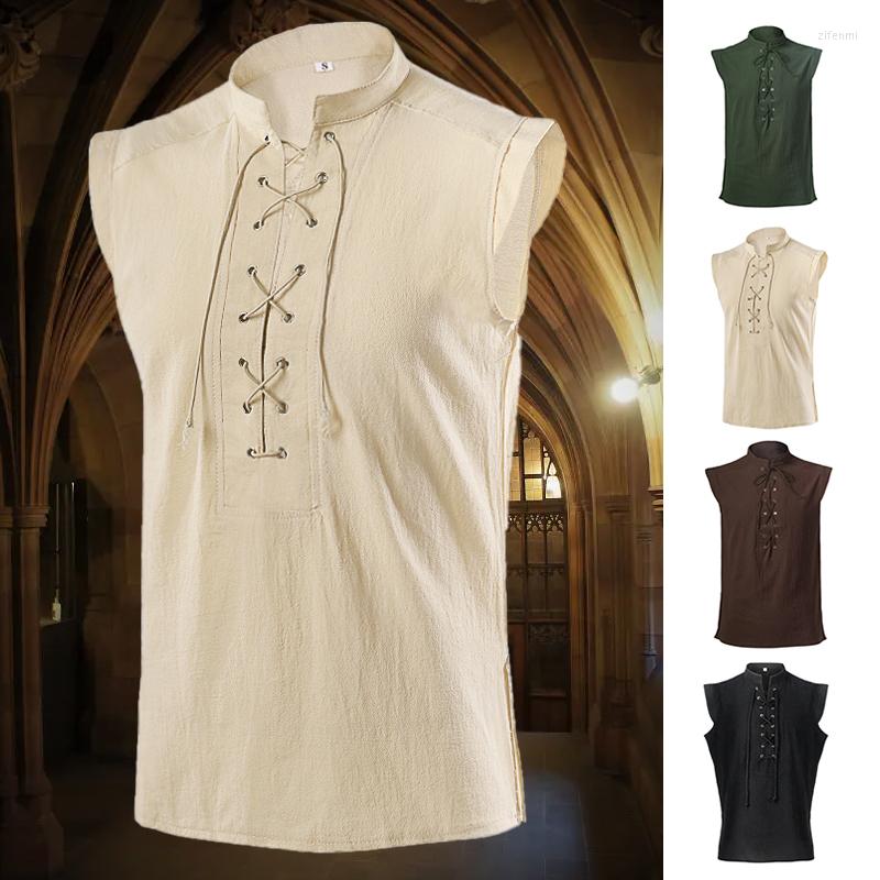 Men' Casual Shirts Medieval Sleeveless T-Shirt Men Halloween Cosplay Costume Punk Lace-Up Tops Archer Decor Vest Stage Performance
Men' Casual Shirts Medieval Sleeveless T-Shirt Men Halloween Cosplay Costume Punk Lace-Up Tops Archer Decor Vest Stage Performance
