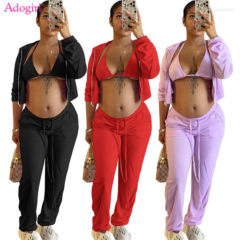 Women' Two Piece Pants Adogirl Women Solid 3 Set Tracksuit Lace Up Bra Long Sleeve Zipper Hooded Jacket Sweatpants 2022 Spring Joggers Suit, Black
Women' Two Piece Pants Adogirl Women Solid 3 Set Tracksuit Lace Up Bra Long Sleeve Zipper Hooded Jacket Sweatpants 2022 Spring Joggers Suit, Black