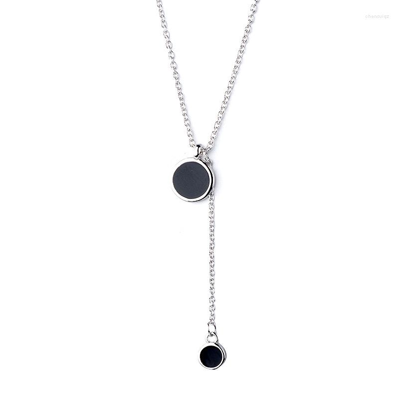Pendant Necklaces VOQ Silver Color Black Round Necklace Simple Creative Female Short Clavicle Chain Ladies Vintage High Jewelry Gift
Pendant Necklaces VOQ Silver Color Black Round Necklace Simple Creative Female Short Clavicle Chain Ladies Vintage High Jewelry Gift