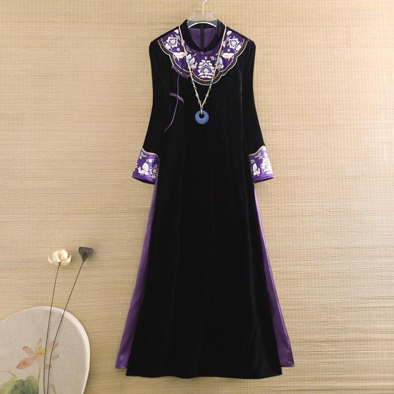 Ethnic Clothing Chinese Style Women Dress Autumn Royal Embroidery Floral Vintage Elegant Slim Lady Luxurious Velvet S-XXL
Ethnic Clothing Chinese Style Women Dress Autumn Royal Embroidery Floral Vintage Elegant Slim Lady Luxurious Velvet S-XXL