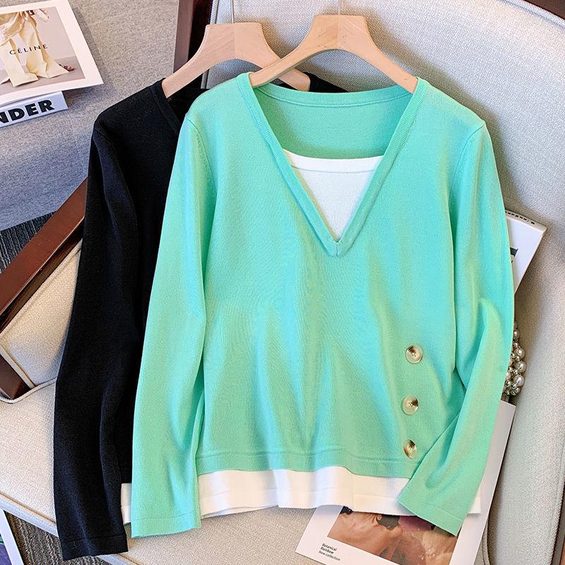Women's Sweaters Oversize -4XL Fake Two Pieces Pullovers Autumn Winter Women Knitting Splicing Tops Long Sleeve Loose Knitted Jumpers, Black
Women's Sweaters Oversize -4XL Fake Two Pieces Pullovers Autumn Winter Women Knitting Splicing Tops Long Sleeve Loose Knitted Jumpers, Black