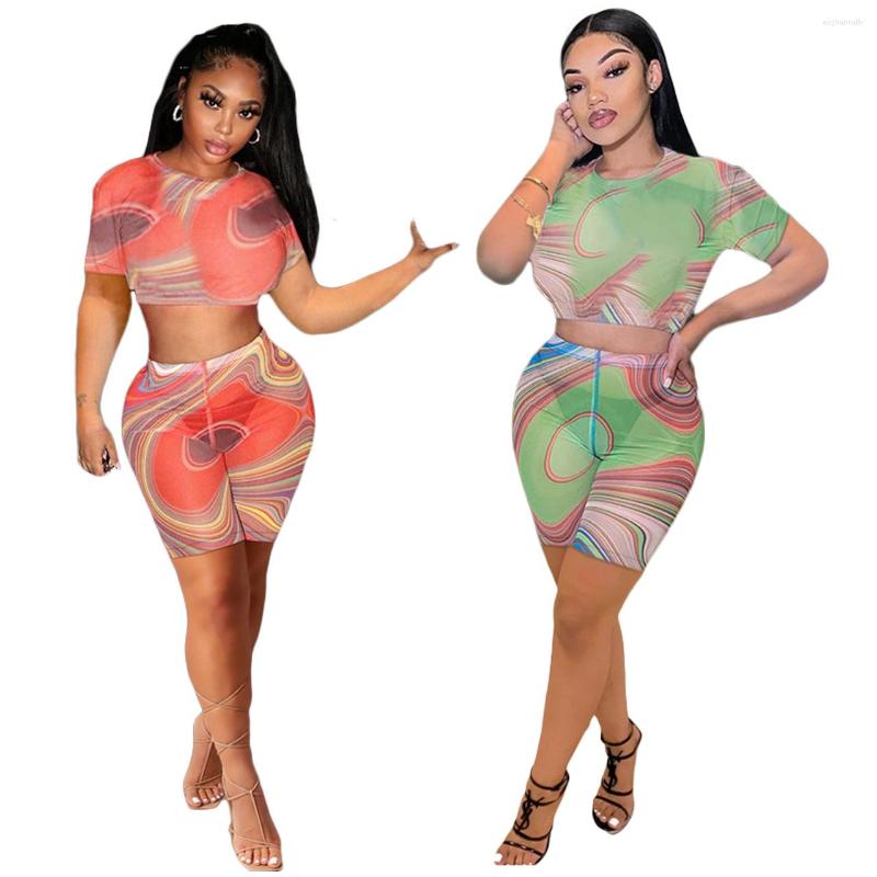 Women' Tracksuits Casual Mesh Women Suit 2022 Summer Print Female Clothing Set Short Sleeve Tops Shorts Two Piece Streetwear Outfits, Green
Women' Tracksuits Casual Mesh Women Suit 2022 Summer Print Female Clothing Set Short Sleeve Tops Shorts Two Piece Streetwear Outfits, Green