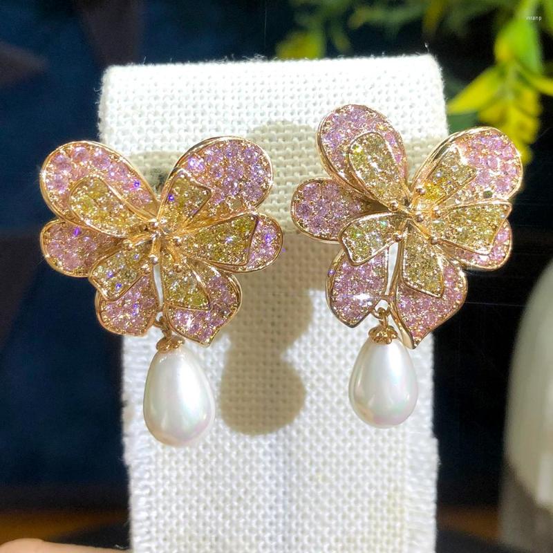 Dangle Earrings KellyBola Trendy Luxury High Quality Flower Pearl Pendant CZ Zircon Bridal Wedding Banquet Anniversary Daily Jewelry
Dangle Earrings KellyBola Trendy Luxury High Quality Flower Pearl Pendant CZ Zircon Bridal Wedding Banquet Anniversary Daily Jewelry