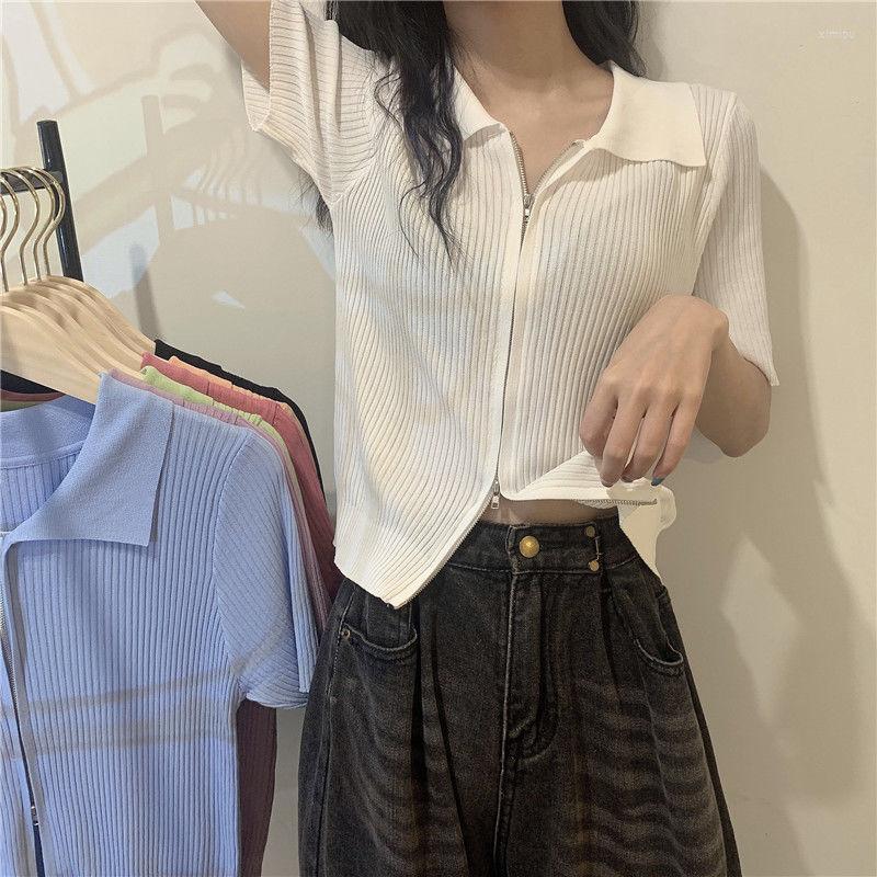 Women' T Shirts Woman TShirts Women' Zipper Knitted Short-Sleeved T-shirt 2022 Summer Blue Top Crop Mujer Camisetas, 02
Women' T Shirts Woman TShirts Women' Zipper Knitted Short-Sleeved T-shirt 2022 Summer Blue Top Crop Mujer Camisetas, 02