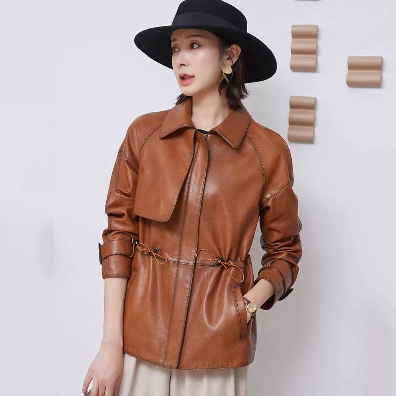 Women's Leather Women Sheepskin Coat Autumn Winter Fashion Casual Turn-down Collar Adjustable Waist Genuine Jacket Loose Outerwear, Brown spring autumn
Women's Leather Women Sheepskin Coat Autumn Winter Fashion Casual Turn-down Collar Adjustable Waist Genuine Jacket Loose Outerwear, Brown spring autumn