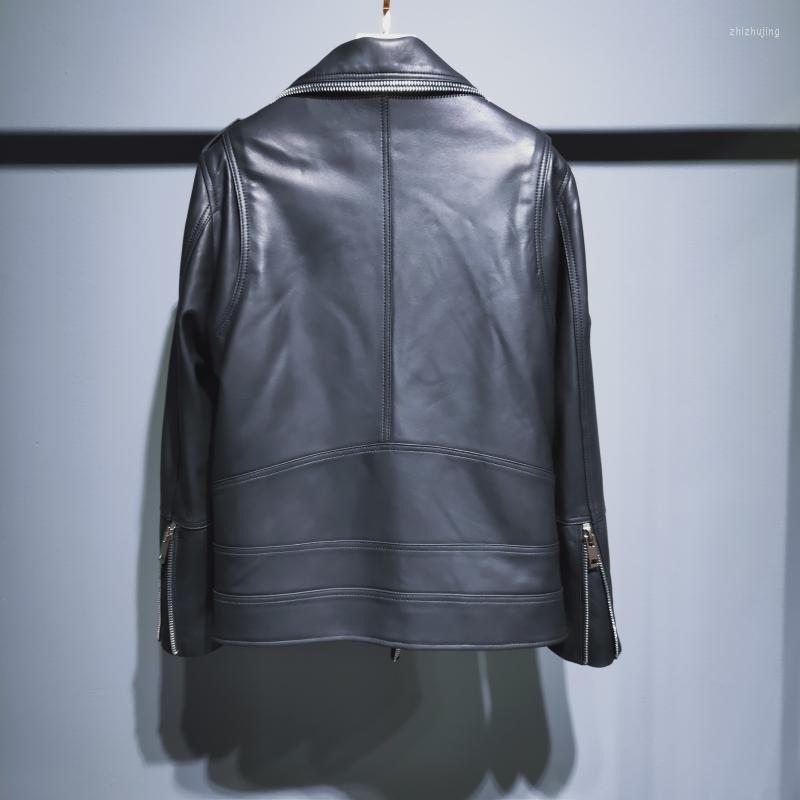 Women' Leather Autumn Personality Street Women Moto Genuine Jacket Long Sleeve Lapel Zippers Sheepskin Coat Biker Outerwear Punk, Black
Women' Leather Autumn Personality Street Women Moto Genuine Jacket Long Sleeve Lapel Zippers Sheepskin Coat Biker Outerwear Punk, Black