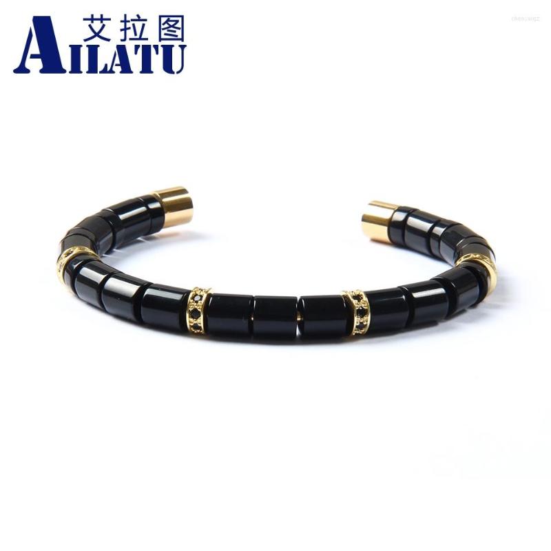 Bangle Ailatu Wholesale 10pcs/lot Open Cuff Black And White Glass Beads Titanium Stainless Steel Cz Cool Men Fashion Jewelry
Bangle Ailatu Wholesale 10pcs/lot Open Cuff Black And White Glass Beads Titanium Stainless Steel Cz Cool Men Fashion Jewelry