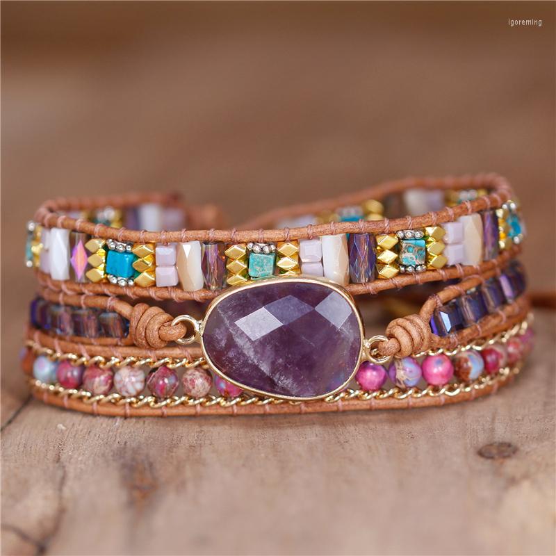 Charm Bracelets Vintage Handmade Amethysts 3 Rows Beads Leather Wrap Bracelet Natural Stone Weaving Bohemian Jewelry Dropship
Charm Bracelets Vintage Handmade Amethysts 3 Rows Beads Leather Wrap Bracelet Natural Stone Weaving Bohemian Jewelry Dropship
