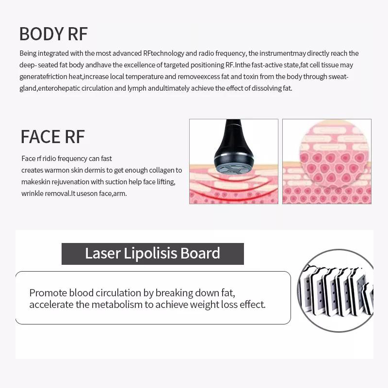 5 in 1 vacuum therapy cavitation rf machine equipment face lift treatment skin tighten video manual provide