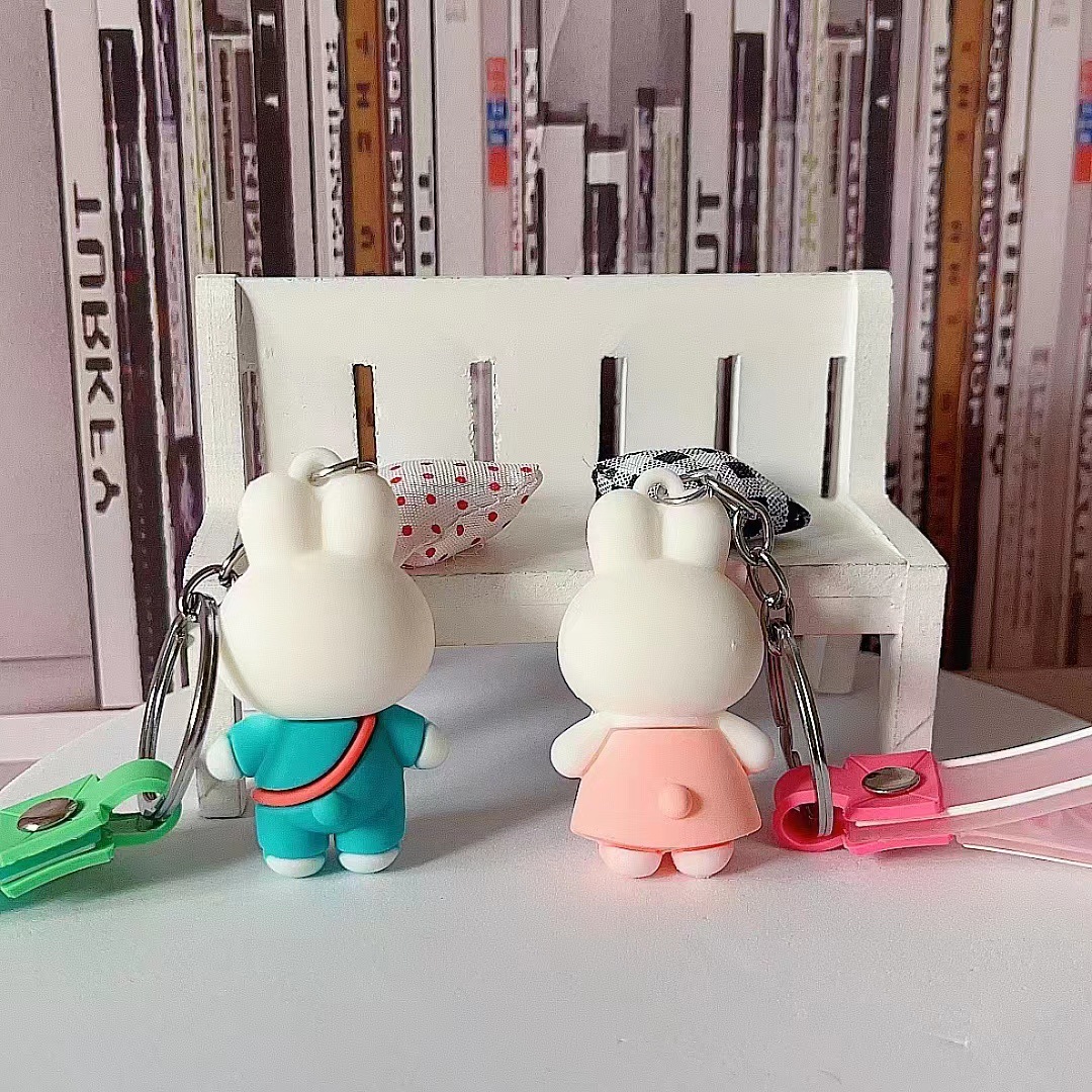 Cartoon White Rabbit Bear Keychain Creamy Candy Key Chain Doll Series Lovely Bag Pendant Personalized Lovers Gifts