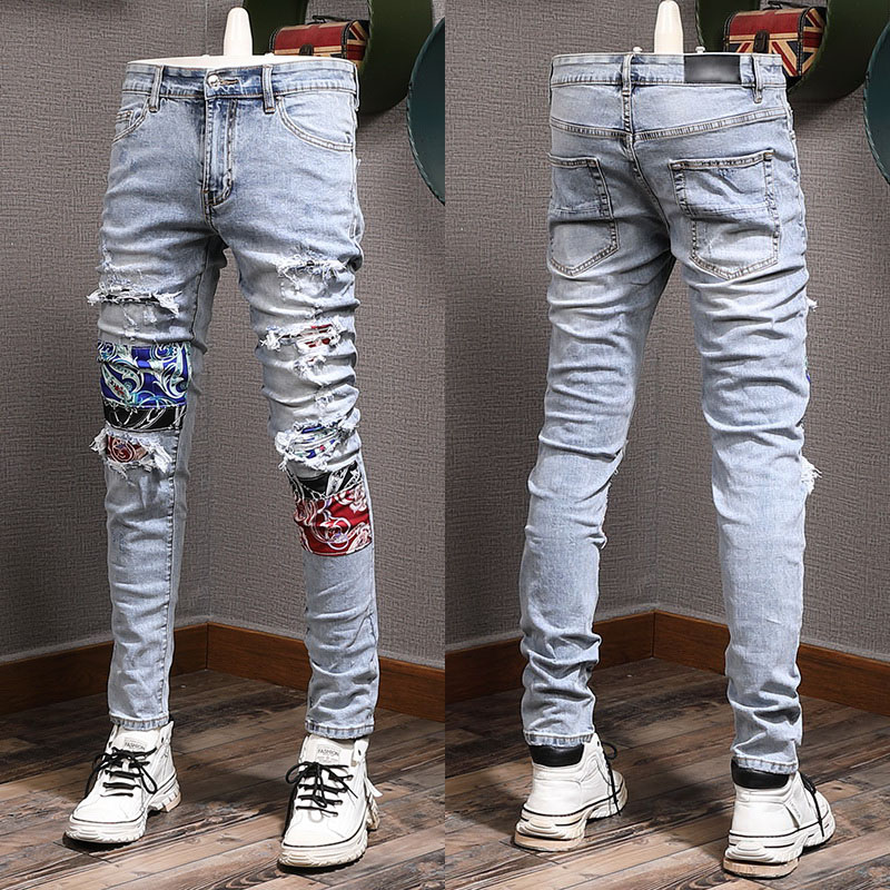 Patchwork Applique Jeans American Euro Nightclub Slim Fit Long Cowboy Trousers Men, Amr-8346
Patchwork Applique Jeans American Euro Nightclub Slim Fit Long Cowboy Trousers Men, Amr-8346