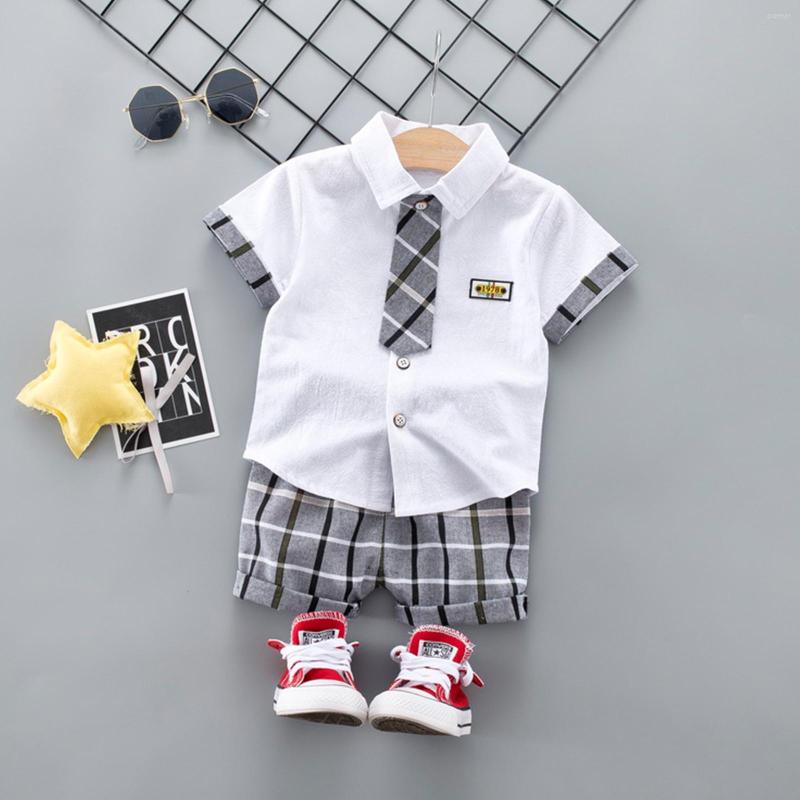 Clothing Sets 0-3Y Gentleman Infant Kids Boys College Style Clothes 2PCs Plaid Lapel Short Sleeve Tie T-shirt And Shorts Blue White
Clothing Sets 0-3Y Gentleman Infant Kids Boys College Style Clothes 2PCs Plaid Lapel Short Sleeve Tie T-shirt And Shorts Blue White