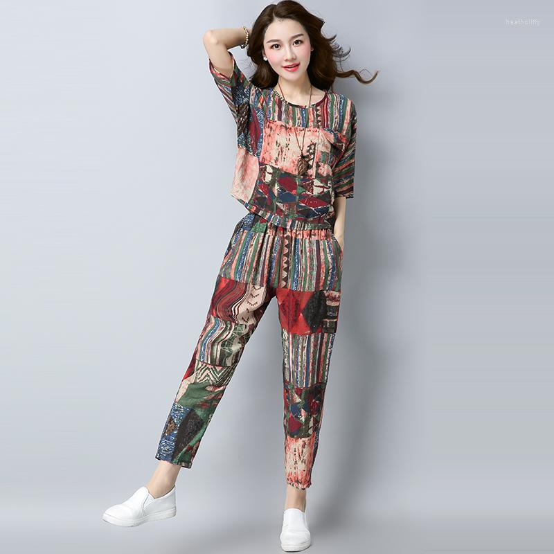 Women's Tracksuits Summer Cotton Linen Printed Sporting Two Piece Set Women's Casual Loose Sets Female Tracksuit Women Top And Pants, Red
Women's Tracksuits Summer Cotton Linen Printed Sporting Two Piece Set Women's Casual Loose Sets Female Tracksuit Women Top And Pants, Red