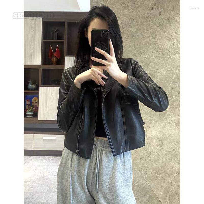 Women's Leather Ladies' Jackets Coat Fashion Casual Lapel Short Sheepskin Slim Jacket Women's, Black
Women's Leather Ladies' Jackets Coat Fashion Casual Lapel Short Sheepskin Slim Jacket Women's, Black