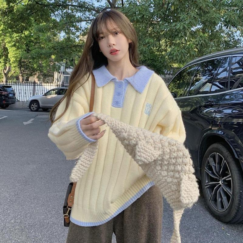 Women's Sweaters Korean Lady Vintage Sweet Sweater Autumn 2022 Lapel Single-Breasted Long-Sleeve Knitted Pullover Female, Yellow
Women's Sweaters Korean Lady Vintage Sweet Sweater Autumn 2022 Lapel Single-Breasted Long-Sleeve Knitted Pullover Female, Yellow