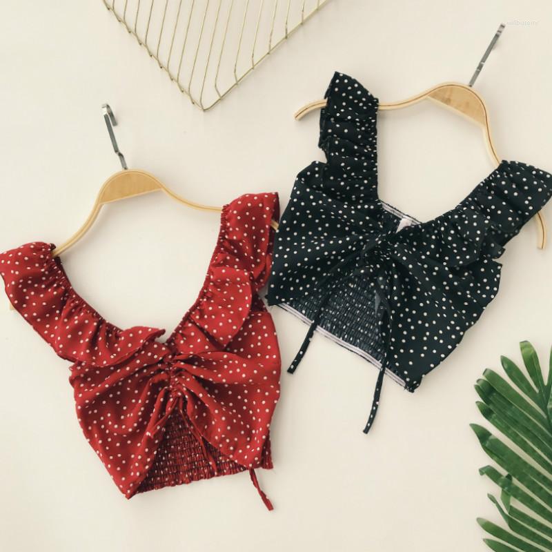 Women's Blouses Bohemian V-neck Ruffles Shirt Drawstring Chest Ruffled Polka Dots Slings Blouse Tank Pleated High Waist Elastic Crop Tops, Black
Women's Blouses Bohemian V-neck Ruffles Shirt Drawstring Chest Ruffled Polka Dots Slings Blouse Tank Pleated High Waist Elastic Crop Tops, Black