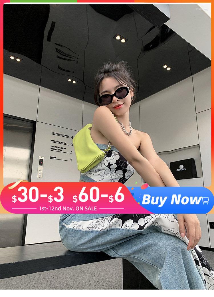 Women' Two Piece Pants Patchwork Print Tube Top And Baggy Jeans Set For Women 2022 Summer Autumn Y2k Streetwear High Waisted Straight Wide, Blue
Women' Two Piece Pants Patchwork Print Tube Top And Baggy Jeans Set For Women 2022 Summer Autumn Y2k Streetwear High Waisted Straight Wide, Blue