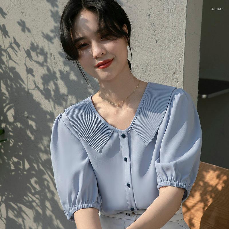 Women' Blouses Will The Spring And Summer Hubble-bubble Sleeve Shirt Female Design Feeling Small French Temperament Short-sleeved Blo, Blue
Women' Blouses Will The Spring And Summer Hubble-bubble Sleeve Shirt Female Design Feeling Small French Temperament Short-sleeved Blo, Blue