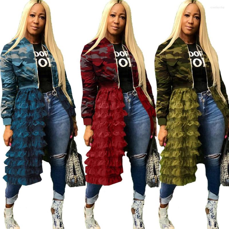 Women' Jackets Fashion Mesh Patchwork Plus Size Camouflage Bomber Jacket Women Autumn Winter Layered Ruffle Long Coat Streetwear Outfit, Blue
Women' Jackets Fashion Mesh Patchwork Plus Size Camouflage Bomber Jacket Women Autumn Winter Layered Ruffle Long Coat Streetwear Outfit, Blue