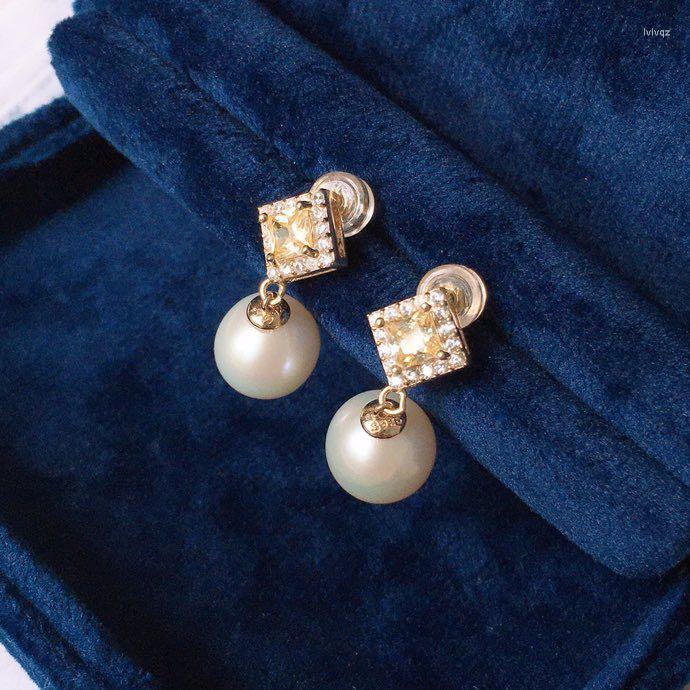 Stud Earrings Elegant Pearl With 925 Silver Inset Round 9-10mm Beads
