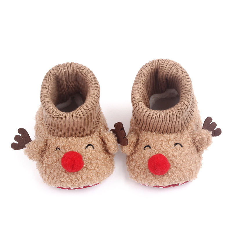 2022 Winter Cute Baby First Walkers Christmas Style Plush Warm Thick Infant Girl Bootie Shoes Newborn Boy Boots