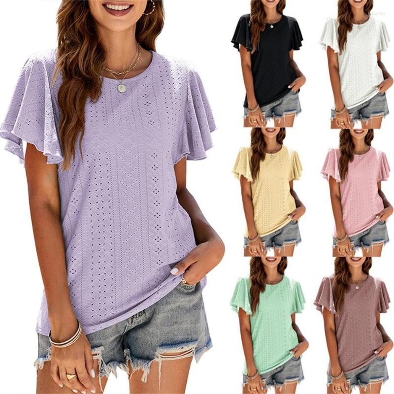 Women' T Shirts Fashion Women' Short Sleeve T-Shirt O-neck Solid Casual Blusas Hollow Out Shirt Ruffle TOps Summer Blouses, Yellow
Women' T Shirts Fashion Women' Short Sleeve T-Shirt O-neck Solid Casual Blusas Hollow Out Shirt Ruffle TOps Summer Blouses, Yellow