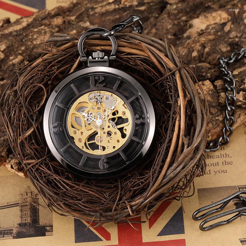 Pocket Watches Luxury Black Smooth Mechanical Watch Transparent Hand-winding Hollow Steampunk Skeleton FOB Clock Chain Pendants
Pocket Watches Luxury Black Smooth Mechanical Watch Transparent Hand-winding Hollow Steampunk Skeleton FOB Clock Chain Pendants