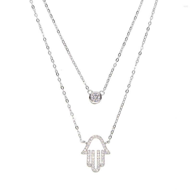 Chains Real 925 Sterling Silver Double Layer Women Jewelry Micro Pave Clear CZ Geometric Round Disco Hamsa Hand Pendant Necklaces
Chains Real 925 Sterling Silver Double Layer Women Jewelry Micro Pave Clear CZ Geometric Round Disco Hamsa Hand Pendant Necklaces