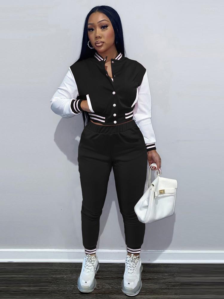 Women's Two Piece Pants YIKUO Baseball Jurk Tracksuit Set Women Casual Sport Varsity Bomber Jacket Top Skinny Street Matching Outfits, Black
Women's Two Piece Pants YIKUO Baseball Jurk Tracksuit Set Women Casual Sport Varsity Bomber Jacket Top Skinny Street Matching Outfits, Black