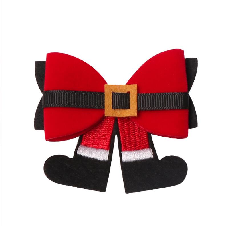 Ins 8 Colors About 2.36 inch Christmas Paillette hair Bow girl Barrettes Girls Accessories Lucky Deer Horn kids party clipper Gift