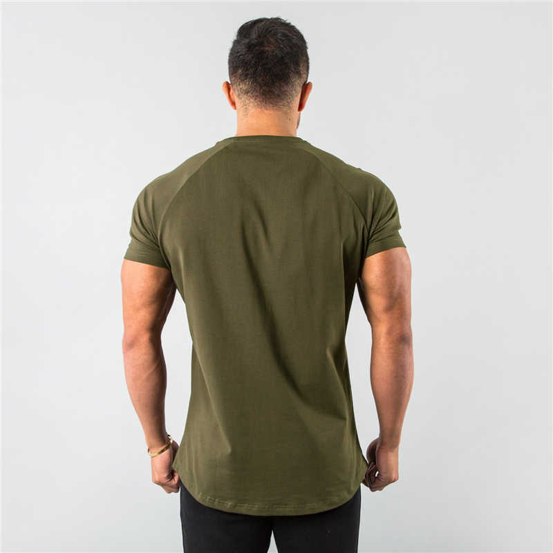 Men's T-Shirts New Stylish Plain Tops Fitness Mens T Short Sleeve Muscle Joggers Bodybuilding Tshirt Male Gym Clothes Slim Fit Tee G22