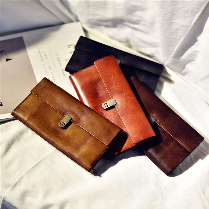 Wallets Retro Simple Women's Genuine Leather Wallet First Layer Cowhide Rub Color Literary Long Multi-card Lock Handbag, Brown
Wallets Retro Simple Women's Genuine Leather Wallet First Layer Cowhide Rub Color Literary Long Multi-card Lock Handbag, Brown