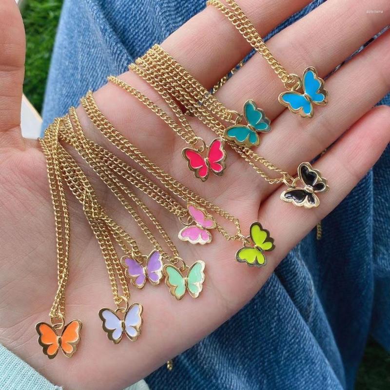 Pendant Necklaces 5Pcs Enamel Rainbow Color Butterfly Shaped Necklace Cuban Chain Jewelry For Girls Women
Pendant Necklaces 5Pcs Enamel Rainbow Color Butterfly Shaped Necklace Cuban Chain Jewelry For Girls Women