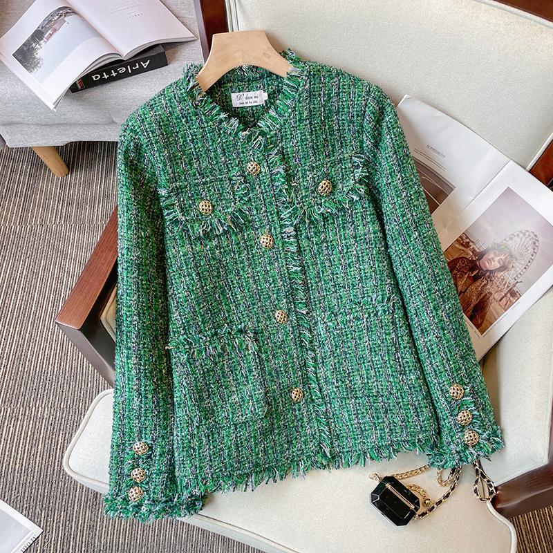 Women's Jackets -4XL Chic Autumn Winter Green Tweed Coat Elegant Women Single Breasted Tassel Plaid Pocket French Ladies Loose Woolen
Women's Jackets -4XL Chic Autumn Winter Green Tweed Coat Elegant Women Single Breasted Tassel Plaid Pocket French Ladies Loose Woolen