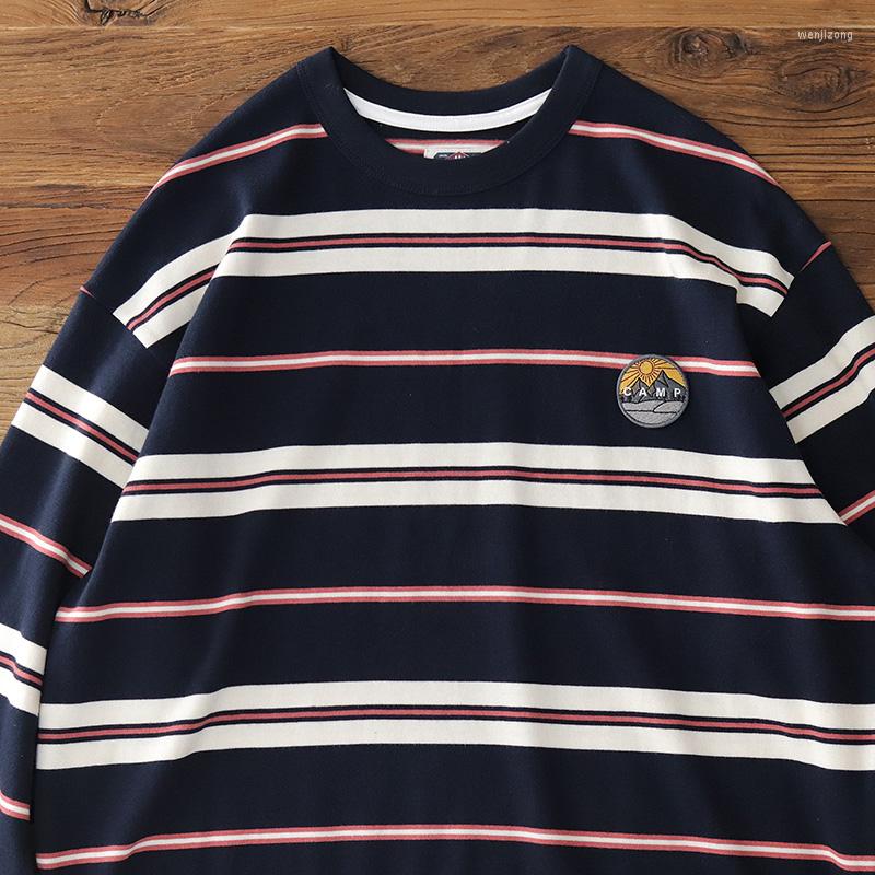 Men's T Shirts Autumn Japanese Retro Heavyweight 280g Long-sleeved O-neck Striped T-shirt Men's Fashion Cotton Washed Loose Casual Tops, Khaki striped
Men's T Shirts Autumn Japanese Retro Heavyweight 280g Long-sleeved O-neck Striped T-shirt Men's Fashion Cotton Washed Loose Casual Tops, Khaki striped