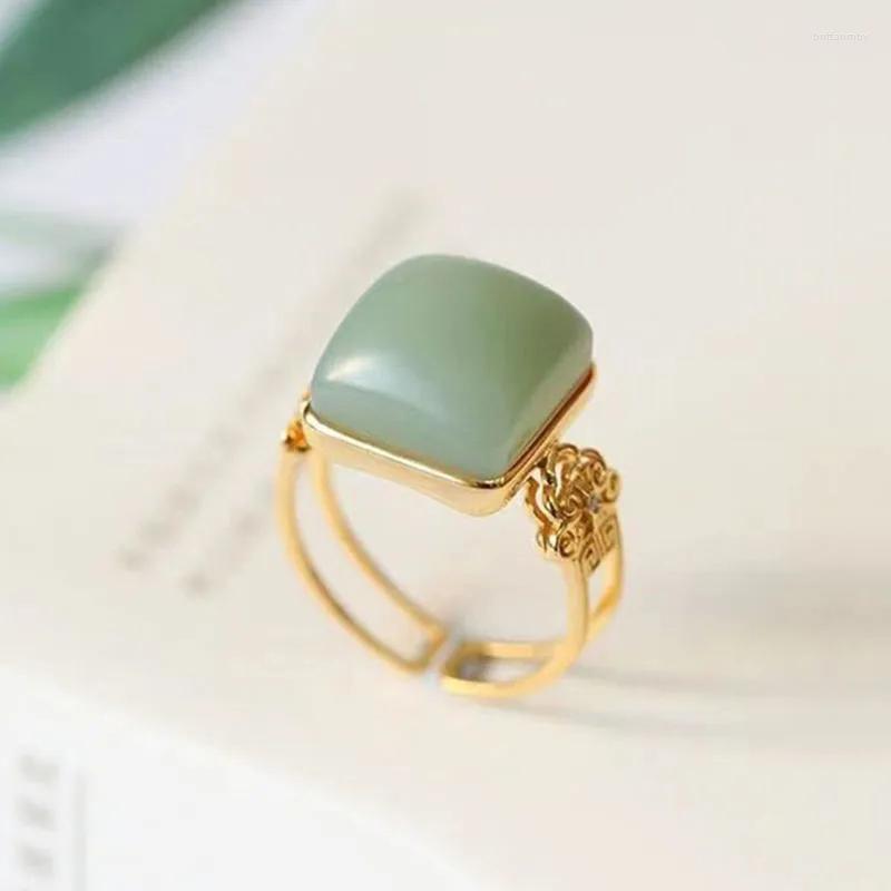 Cluster Rings Original Natural Hetian Jade Geometric Open Ring Chinese Style Retro Creative Light Luxury Charm Ladies Silver Jewelry
Cluster Rings Original Natural Hetian Jade Geometric Open Ring Chinese Style Retro Creative Light Luxury Charm Ladies Silver Jewelry