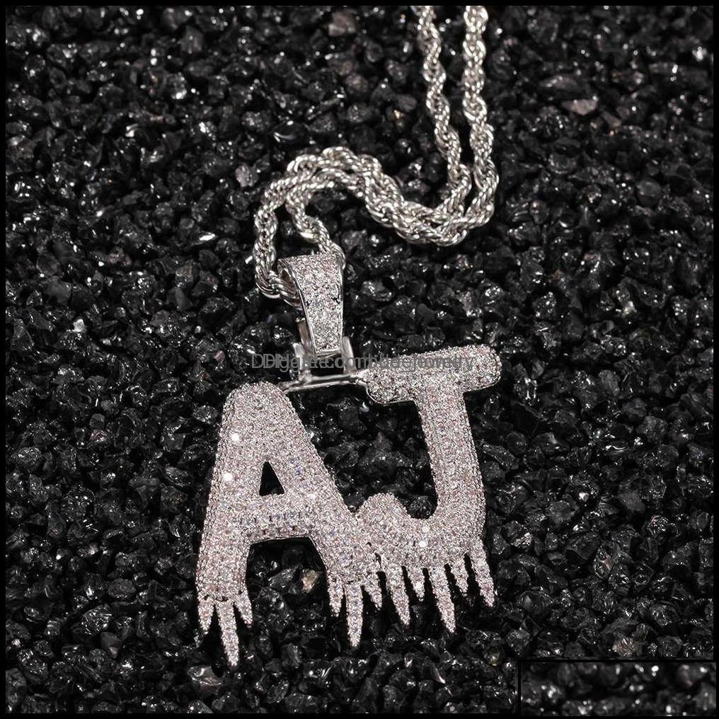 Pendant Necklaces Hip Hop Iced Out Jewelry Cuban Link Diamond Letter Custom Necklace Women Drop Delivery 2021 Pendant Necklaces Pend Otflr