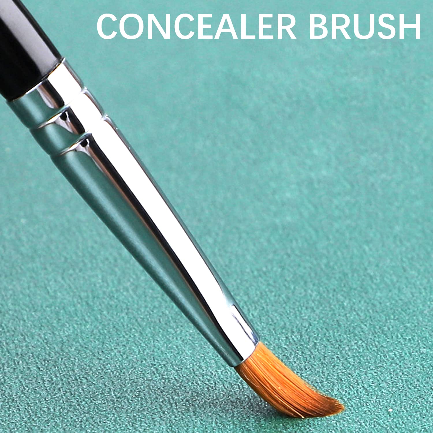 T301Makeup Brushes Dual Ended Flat Concealer Brush with Makeup Sponge For Dark Circles Puffiness Puffy Eyes Liquid Foundation Blending
