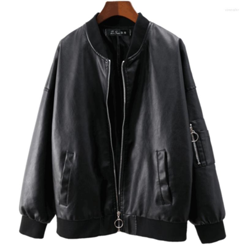 Women' Leather Brand Loose PU Faux Jacket Women Classic Bomber Female Autumn Baseball Coat T315, Black
Women' Leather Brand Loose PU Faux Jacket Women Classic Bomber Female Autumn Baseball Coat T315, Black