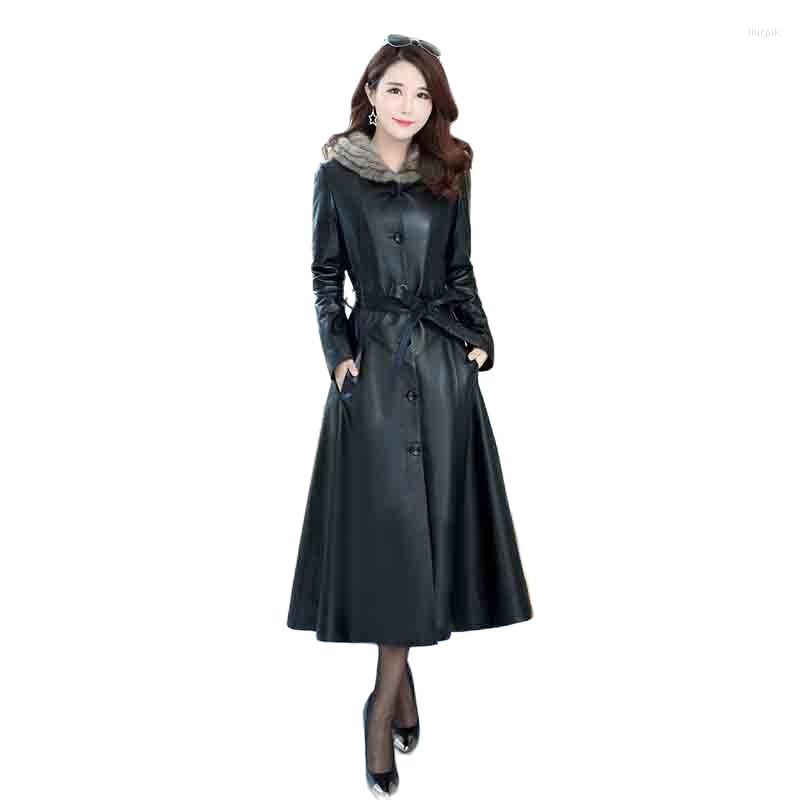 Women's Leather Women's Mink Woven Hooded Long Autumn And Winter Down Jacket Slim Fashion Belt Temperament Sheepskin Trench Coa, Black
Women's Leather Women's Mink Woven Hooded Long Autumn And Winter Down Jacket Slim Fashion Belt Temperament Sheepskin Trench Coa, Black