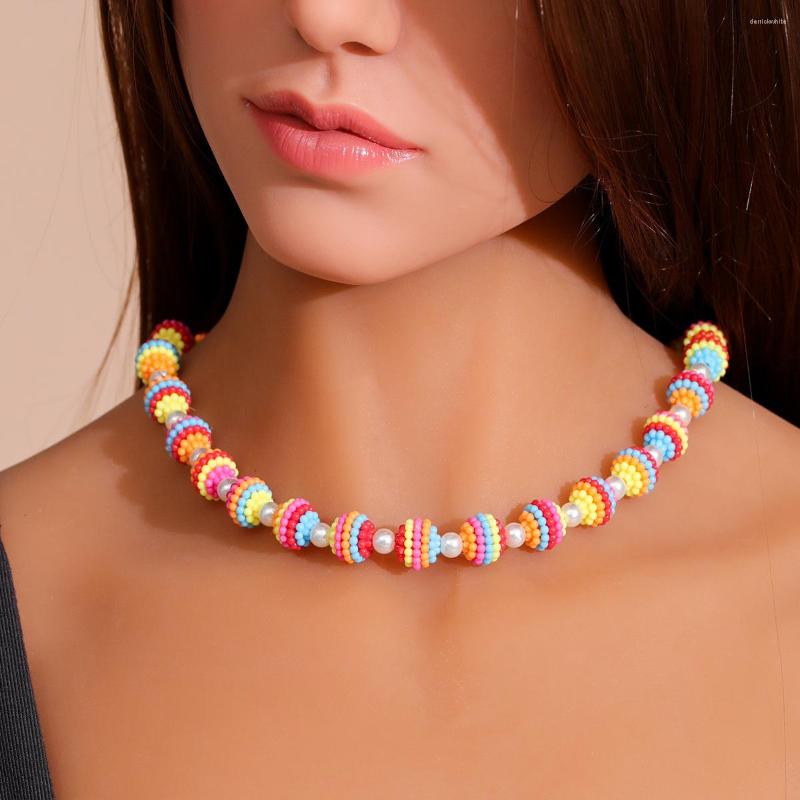 Choker Candy Color Beaded Ball Pearl Chokers Necklace For Women Sweet Romantic Aesthetic Clavicle ChainTrend Summer Beach Accessories
Choker Candy Color Beaded Ball Pearl Chokers Necklace For Women Sweet Romantic Aesthetic Clavicle ChainTrend Summer Beach Accessories