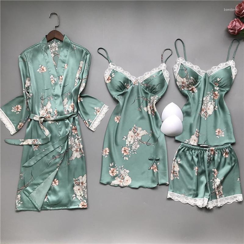 Women's Sleepwear 4PCS Bathrobe Sleep Set Women Lace Pajamas Suit Satin Summer Kimono Robe Gown Strap Nightgown V-Neck Lingerie, Pink - a
Women's Sleepwear 4PCS Bathrobe Sleep Set Women Lace Pajamas Suit Satin Summer Kimono Robe Gown Strap Nightgown V-Neck Lingerie, Pink - a